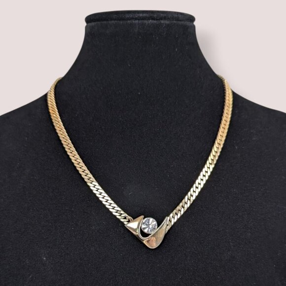 Vintage Rhinestone Accent Chain Necklace - Picture 1 of 7